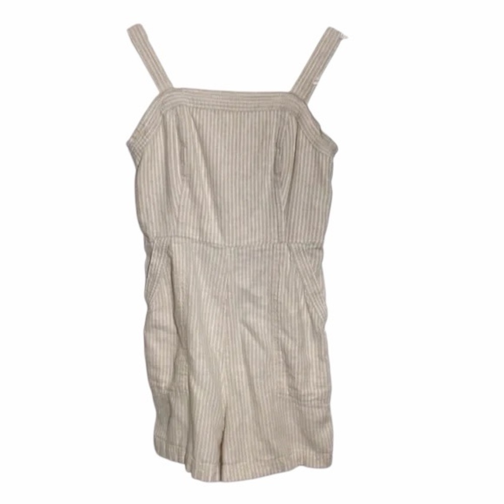 Coastal Picnic Striped Linen-Blend Romper • Neutral Summer Vibe Medium - Picture 7 of 7